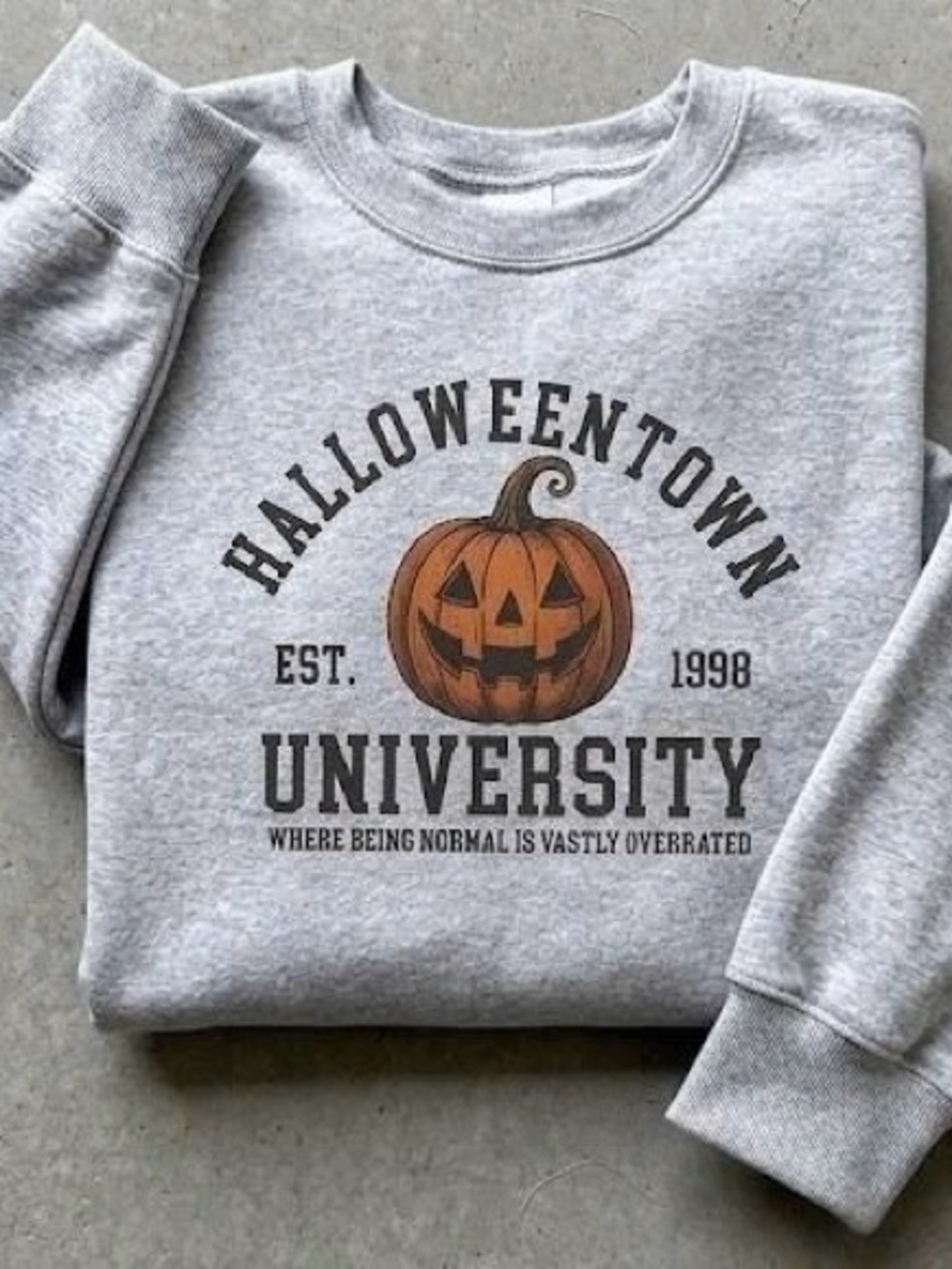 Halloweentown University Crewneck Sweatshirt Gray Est 1998 Fall Spooky Season - Picture 2 of 6